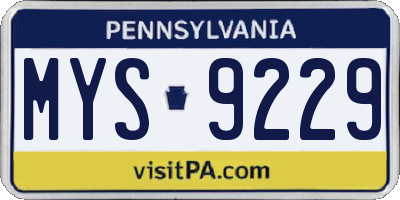 PA license plate MYS9229