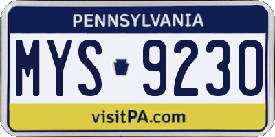 PA license plate MYS9230