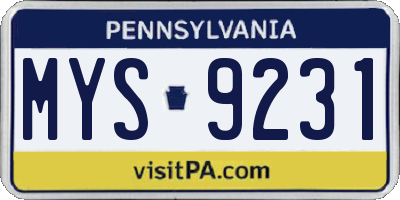 PA license plate MYS9231