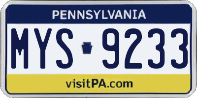 PA license plate MYS9233
