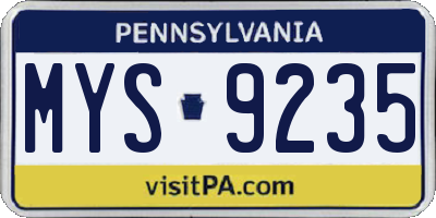 PA license plate MYS9235