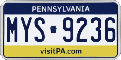 PA license plate MYS9236