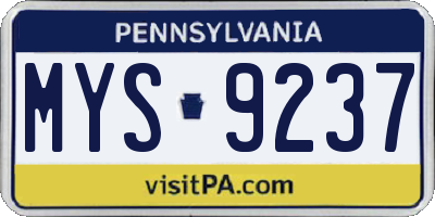 PA license plate MYS9237