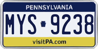 PA license plate MYS9238