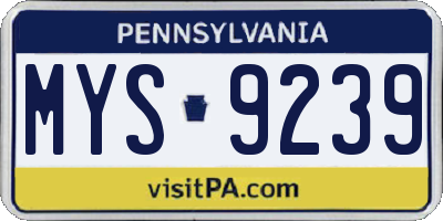 PA license plate MYS9239