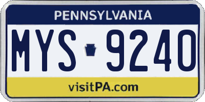 PA license plate MYS9240