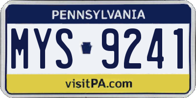 PA license plate MYS9241