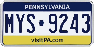 PA license plate MYS9243