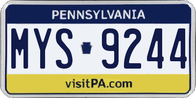 PA license plate MYS9244