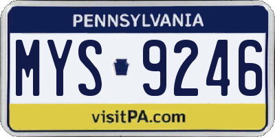 PA license plate MYS9246