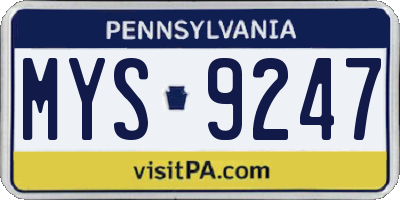 PA license plate MYS9247
