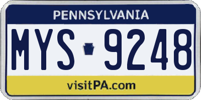 PA license plate MYS9248