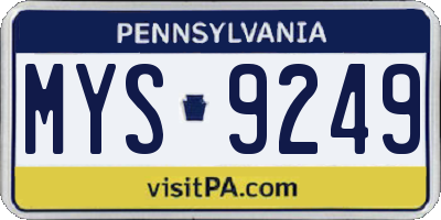 PA license plate MYS9249