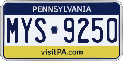 PA license plate MYS9250