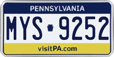 PA license plate MYS9252