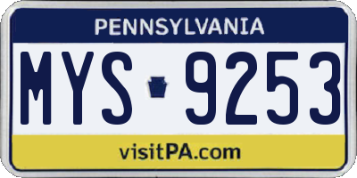PA license plate MYS9253