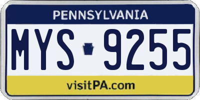 PA license plate MYS9255