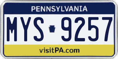 PA license plate MYS9257