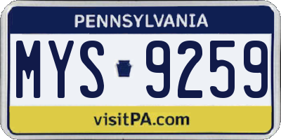 PA license plate MYS9259