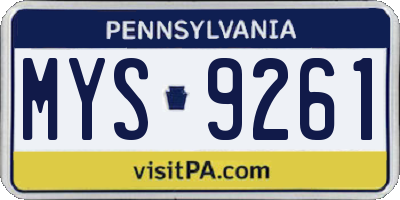 PA license plate MYS9261