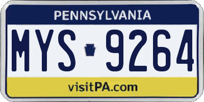 PA license plate MYS9264