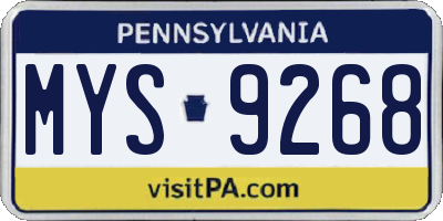 PA license plate MYS9268