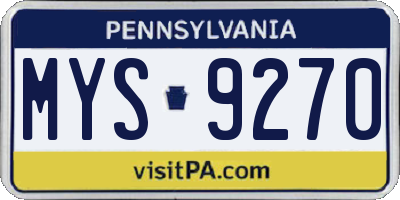 PA license plate MYS9270