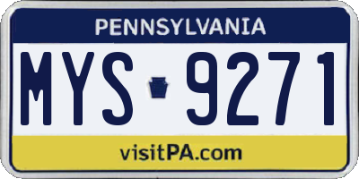 PA license plate MYS9271