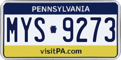 PA license plate MYS9273