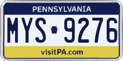 PA license plate MYS9276