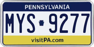 PA license plate MYS9277