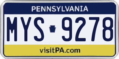 PA license plate MYS9278