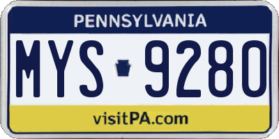 PA license plate MYS9280