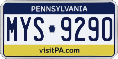 PA license plate MYS9290