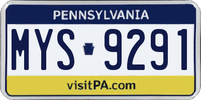 PA license plate MYS9291