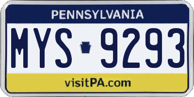 PA license plate MYS9293