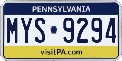 PA license plate MYS9294
