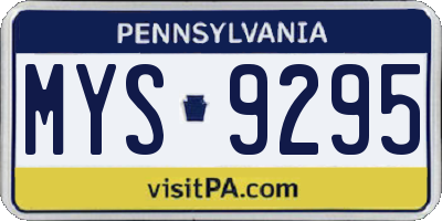 PA license plate MYS9295