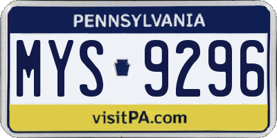 PA license plate MYS9296