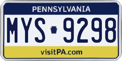 PA license plate MYS9298