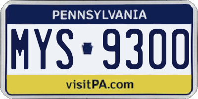 PA license plate MYS9300