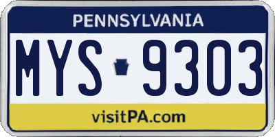 PA license plate MYS9303