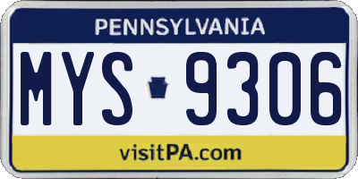 PA license plate MYS9306
