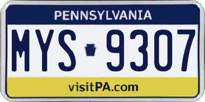 PA license plate MYS9307