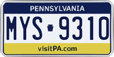 PA license plate MYS9310