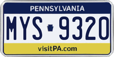 PA license plate MYS9320