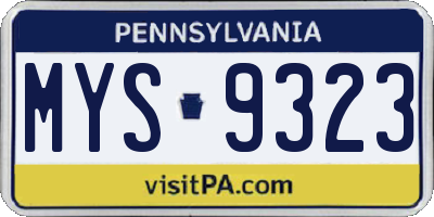 PA license plate MYS9323