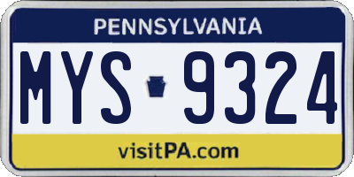PA license plate MYS9324