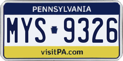PA license plate MYS9326