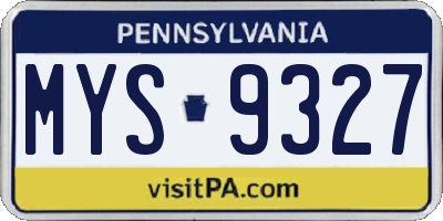 PA license plate MYS9327
